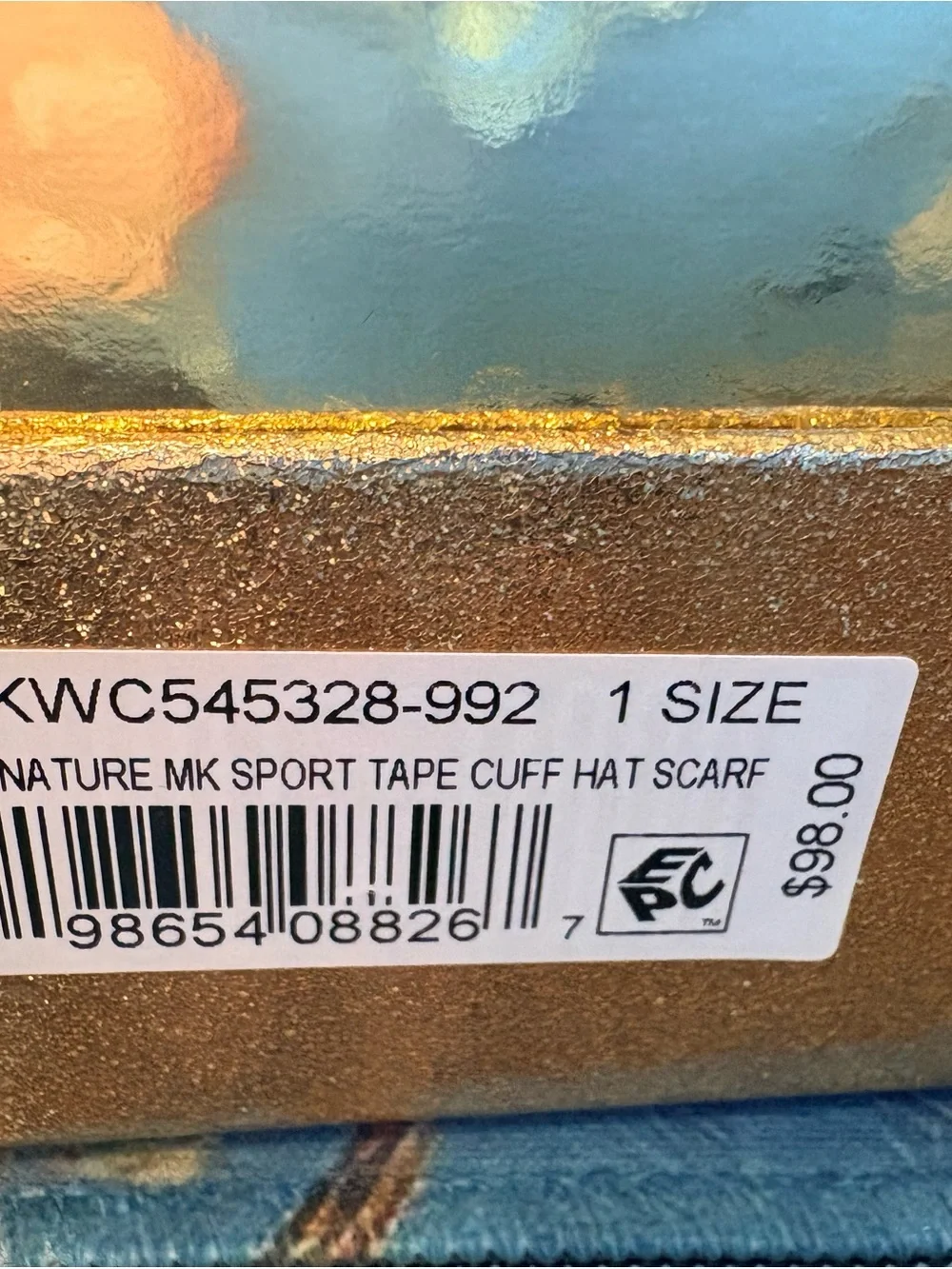Michael Kors Black Scarf and Hat Set with Gold Stitching